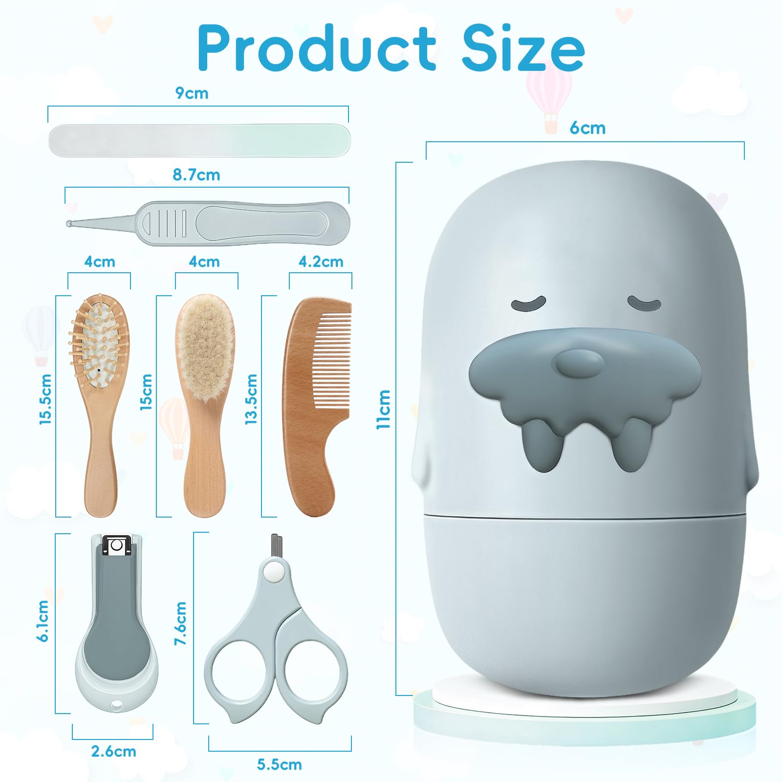 HAGOT 7 in 1 Baby Nail Clippers Set including Cute Case, Nail Clippers,Nail Scissors, Nail File, Tweezers - Image 2