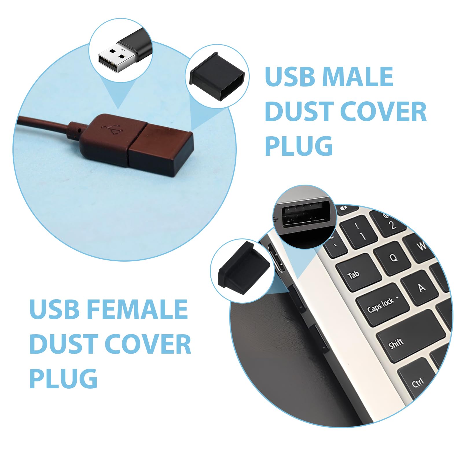USB Schutzkappe, USB C Stopfen, USB C Abdeckung, Anti-Staubschutz-Set für USB-A, USB-C und Micro-USB, Weiche Silikon Staubschutzkappen