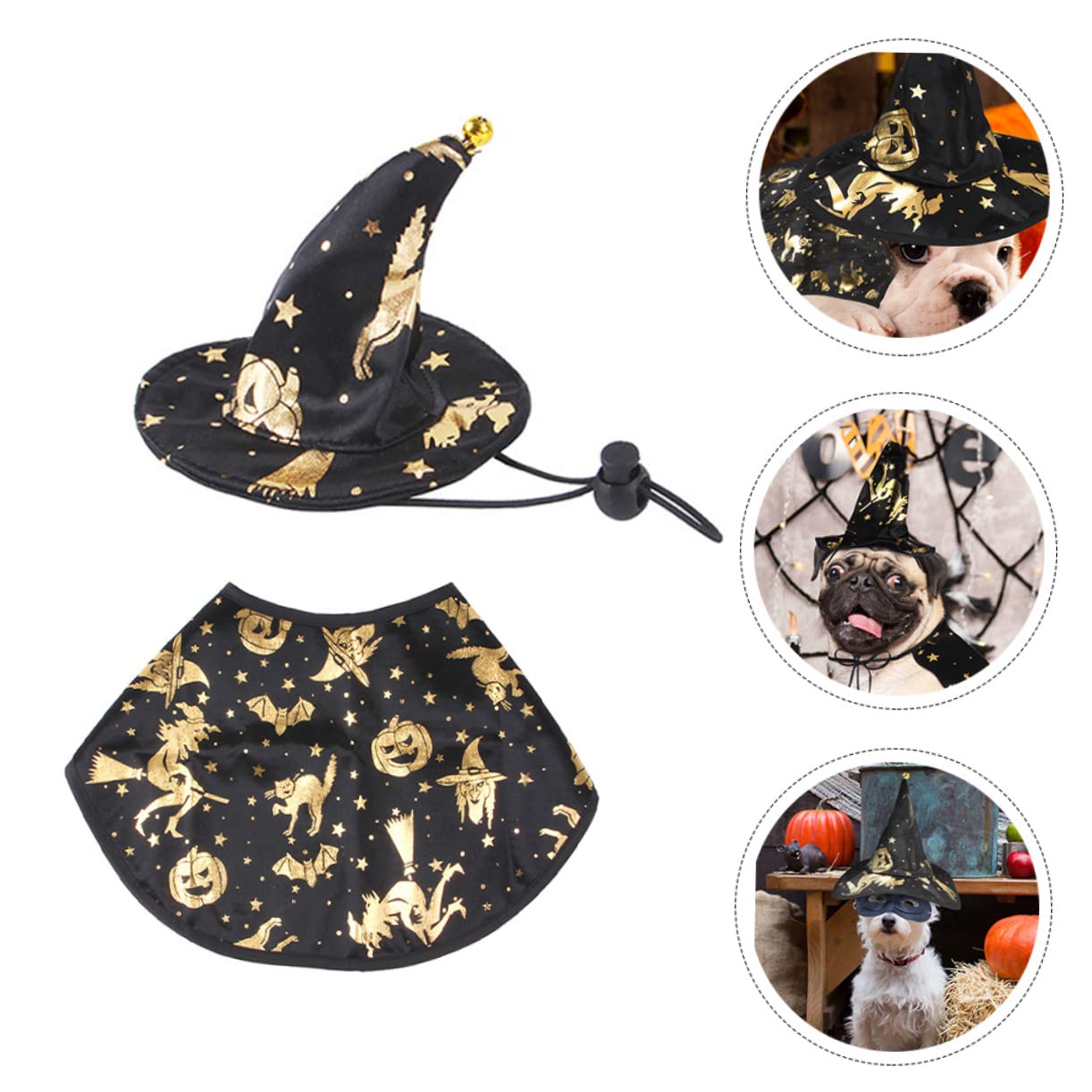 BESPORTBLE 5sets Costume Per Animali Domestici Con Cappello Da Stregone Set Chic Per Halloween Accessori Cosplay Per Cani e Gatti Materiale Leggero e Comodo Facile Da Indossare Per Festività