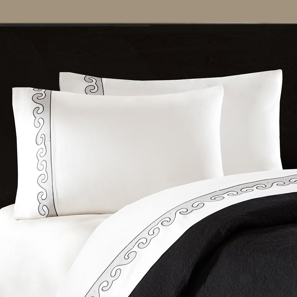 Artology Kalam 300 Thread Count Sheet Set, Queen, White