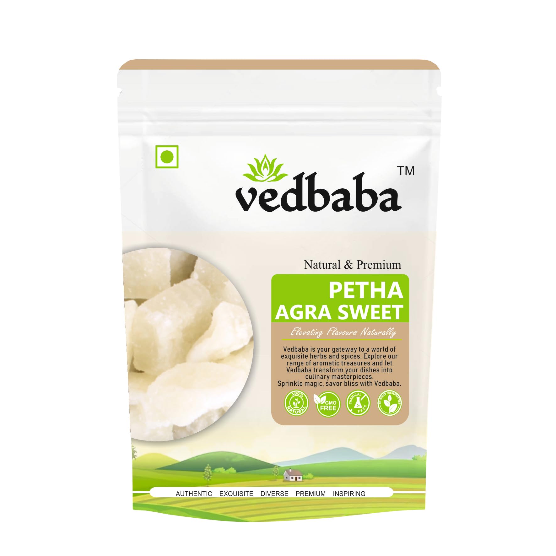 Ved Baba Agra Petha Indian Sweets Sada Petha|Agra Ka Petha Original|White Petha|Dry Sweet|Special Agra Pethapetha(800 Gm)