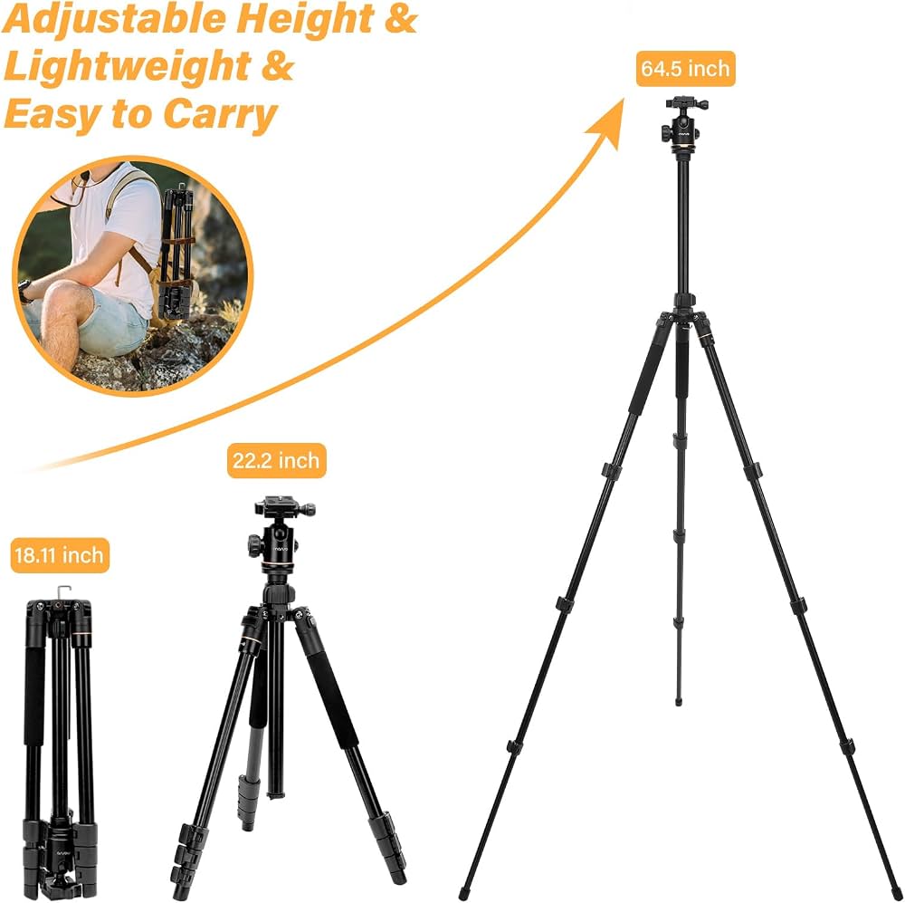 Buy MOSISO 64.5 inch Tripod for Camera, 360 Degree Ball Head