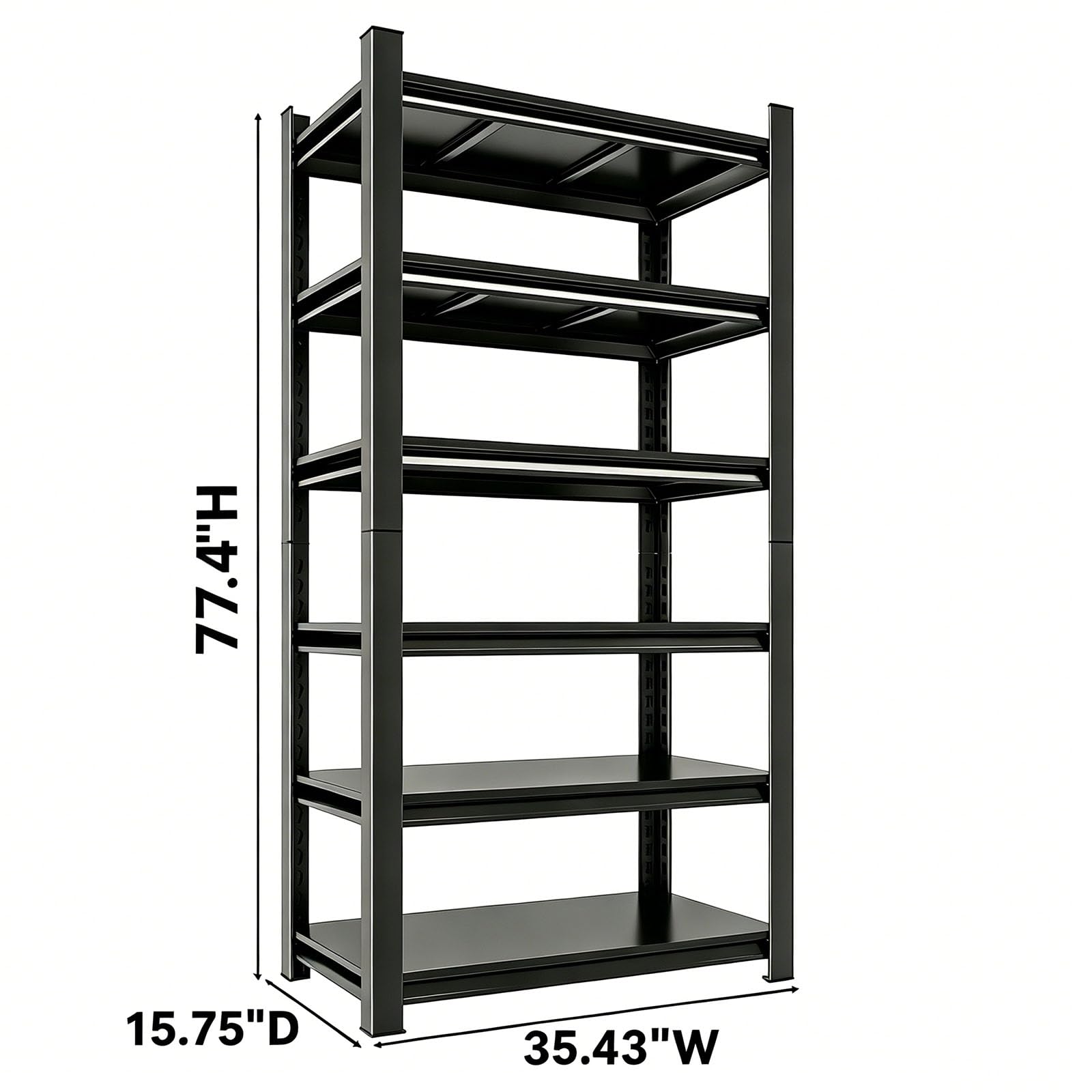 Schlichtes Design, 227 kg Tragkraft pro Ebene, freie Höhenverstellung, Montagefertig, Keller, Garage, Lager, Universal, Schwarz (190 x 80 x 45 cm (H x B x T)