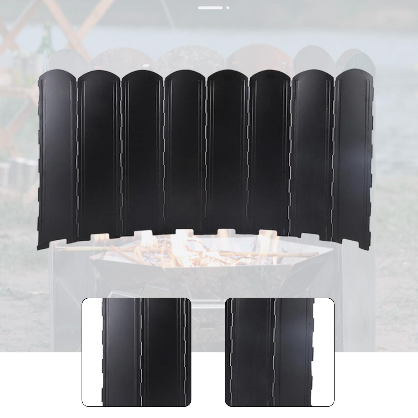 Paraviento para Estufa de Camping Cortavientos Portátil Plegable de Hierro con Protección Térmica Y Ajustable Adecuado para Cocina de Campo Ex