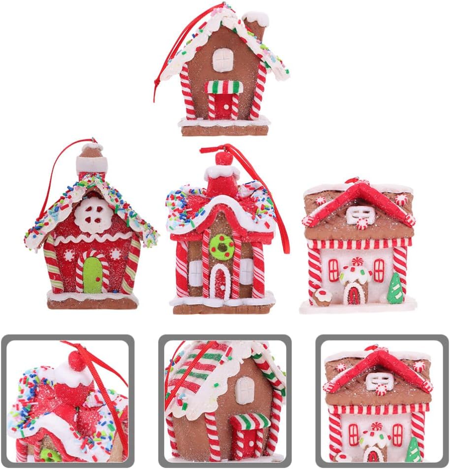 Luxshiny 4pcs Ornaments Holiday Xmas Tree Decorations Polymer Festive Hanging Pendants for Home Decor Tabletop and Celebration