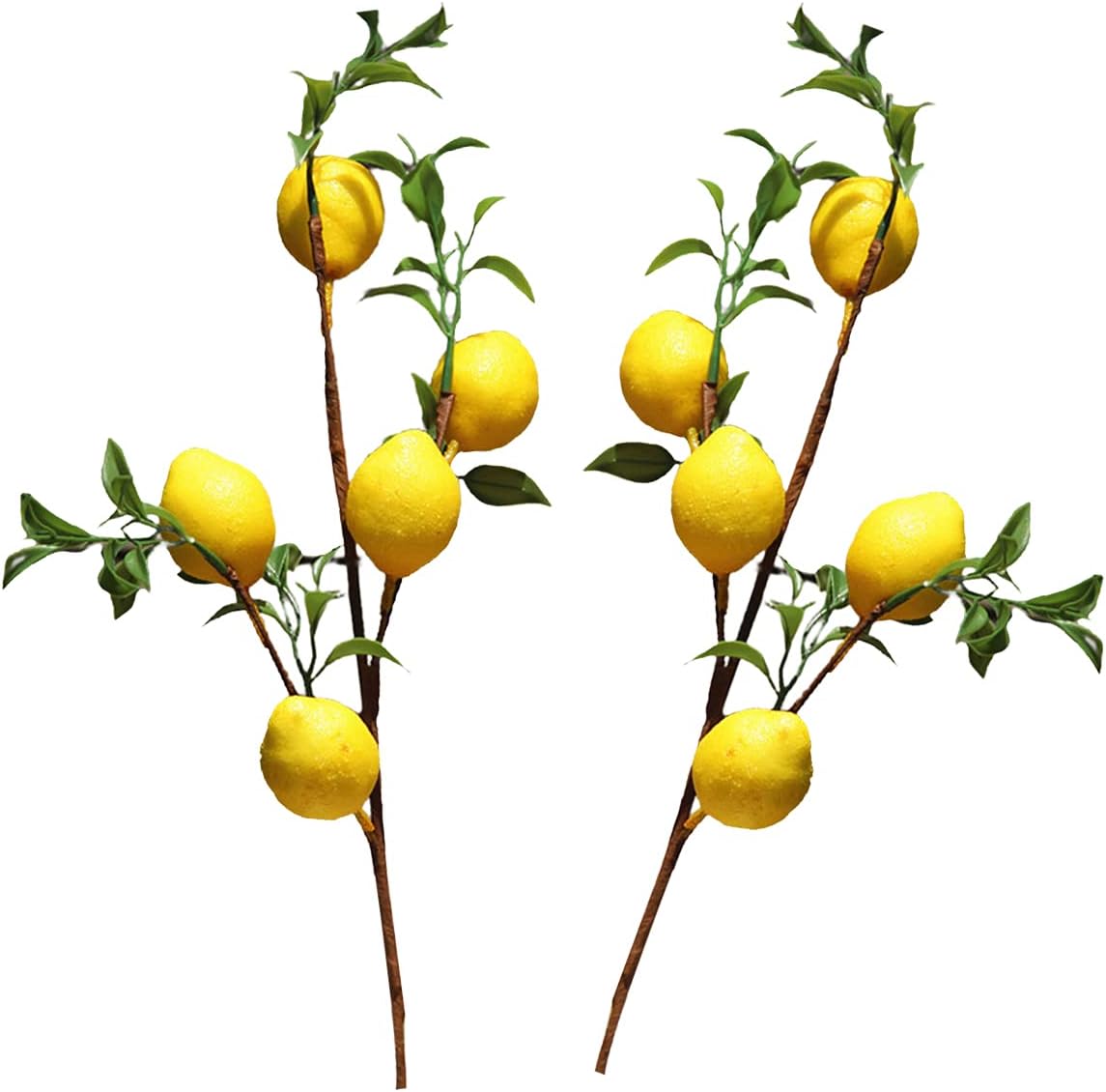 Firlar 6 PCS Artificial Lemon Branches, 20inch Yellow Fake Lemon Flower Branch, Artificial Floral Picks Faux Lemon Tree Stem Vivid Plant Fruit Bouquet for Farmhouse Table Kitchen Festival Party Decor