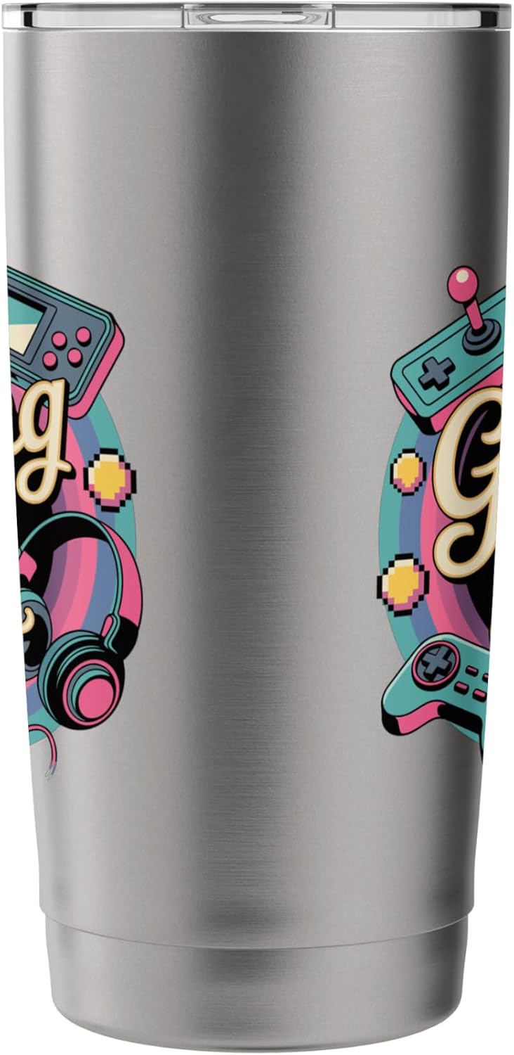 Gaming Ain’t Easy Retro Gamer Headset Controller Design Stainless Steel Insulated Tumbler image 4
