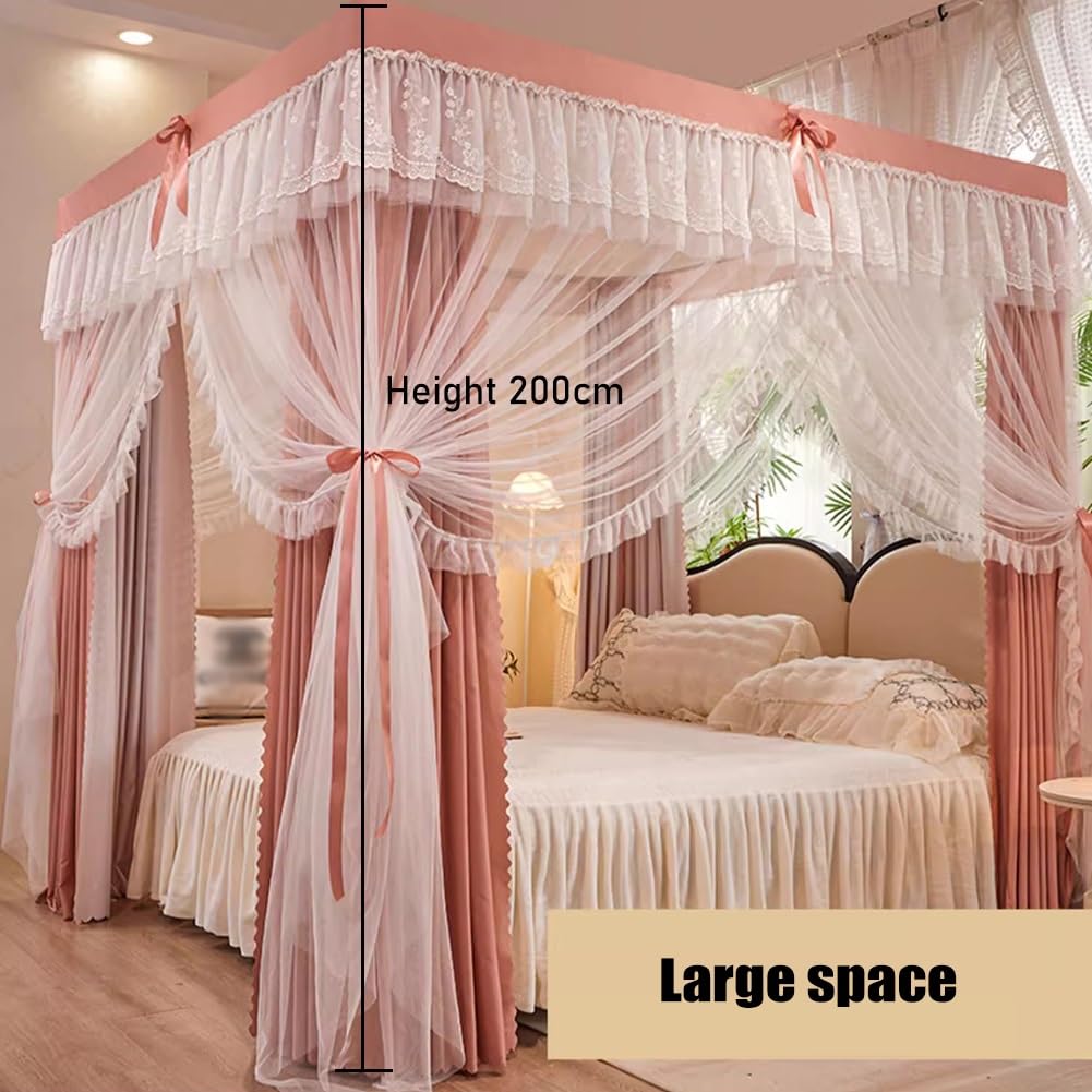 Baldacchini Baldacchino Da Letto Di Lusso A 3 Porte, Tenda Da Letto Four Seasons Per Letti Matrimoniali Singoli, Baldacchino Da Letto Decorativo Per La Camera Da Letto Della Principessa Per Ragazze (