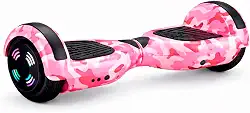 Hoverboard Skate Elétrico 6.5 com Bolsa LED Bluetooth Rosa Camuflado