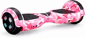 Hoverboard Skate Elétrico 6.5" com Led e Bluetooth Original Brinovar (Rosa Camuflado)