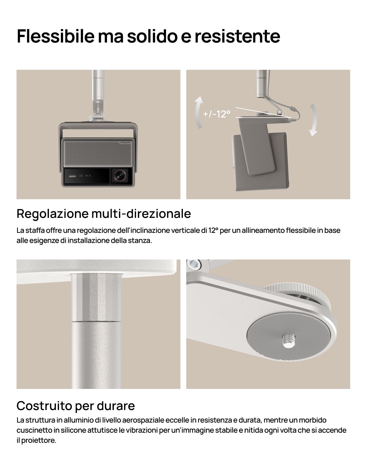 XGIMI - Supporto da soffitto, progettato per proiettore, facile da montare, regolazione flessibile, supporto per proiettore si adatta all'arredamento interno, Ceiling Mount