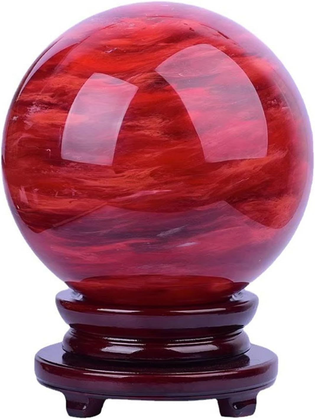 LHAOEEEYG Beautiful Red Crystal Ball,Melting Quartz Sphere Sculpture Ornament for, Divination, Home Decoration, Fengshui,20cm