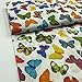Kt KILOtela Tela por Metros de loneta resinada - para mantelería Antimanchas, Cojines, Bolsos - 140 cm Ancho - Largo a elección de 50 en 50 cm | Mariposas - Multicolor
