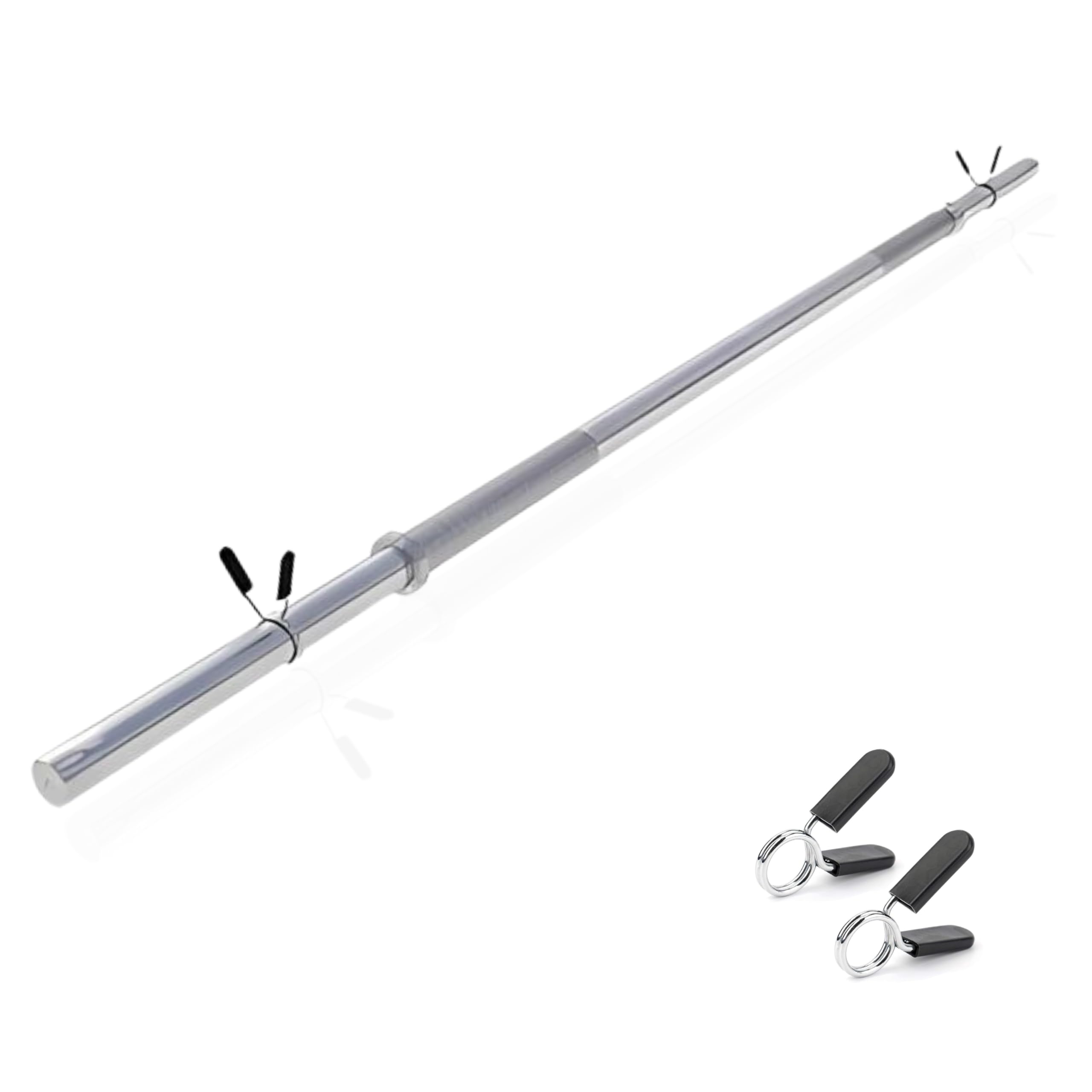 Bilanciere Palestra in Acciaio con Fermadischi Inclusi - Bilanciere 28mm Cromato 120 cm (6 KG) - Attrezzi Palestra Casa - Fitness Home Gym - Allenamento a Casa ottimale