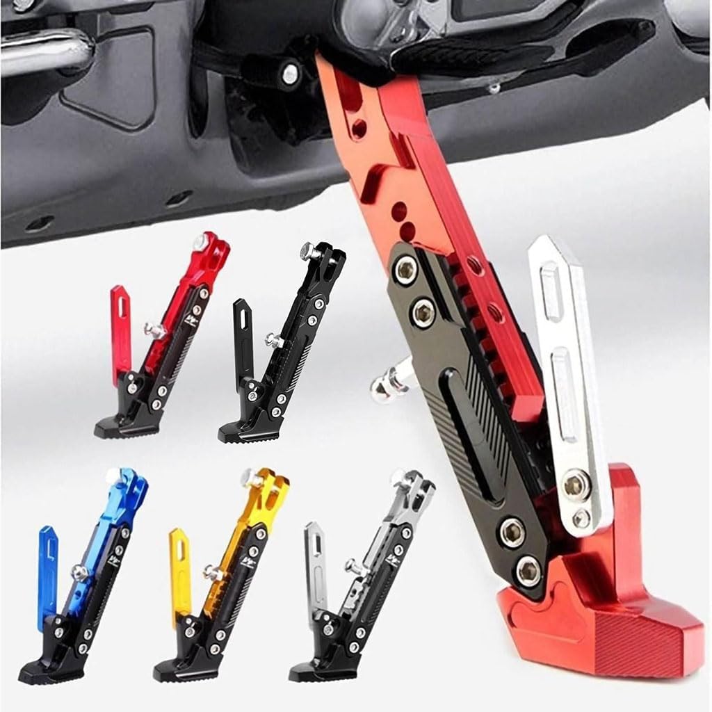 Motorcycle Kickstand for Piaggio Fly 150 2006-2011 2012 2013 2014 2015 2016 2017 2018 2019, Adjustable Foot Side Support Aluminum Alloy Side Stand Parking Kickstand,Red