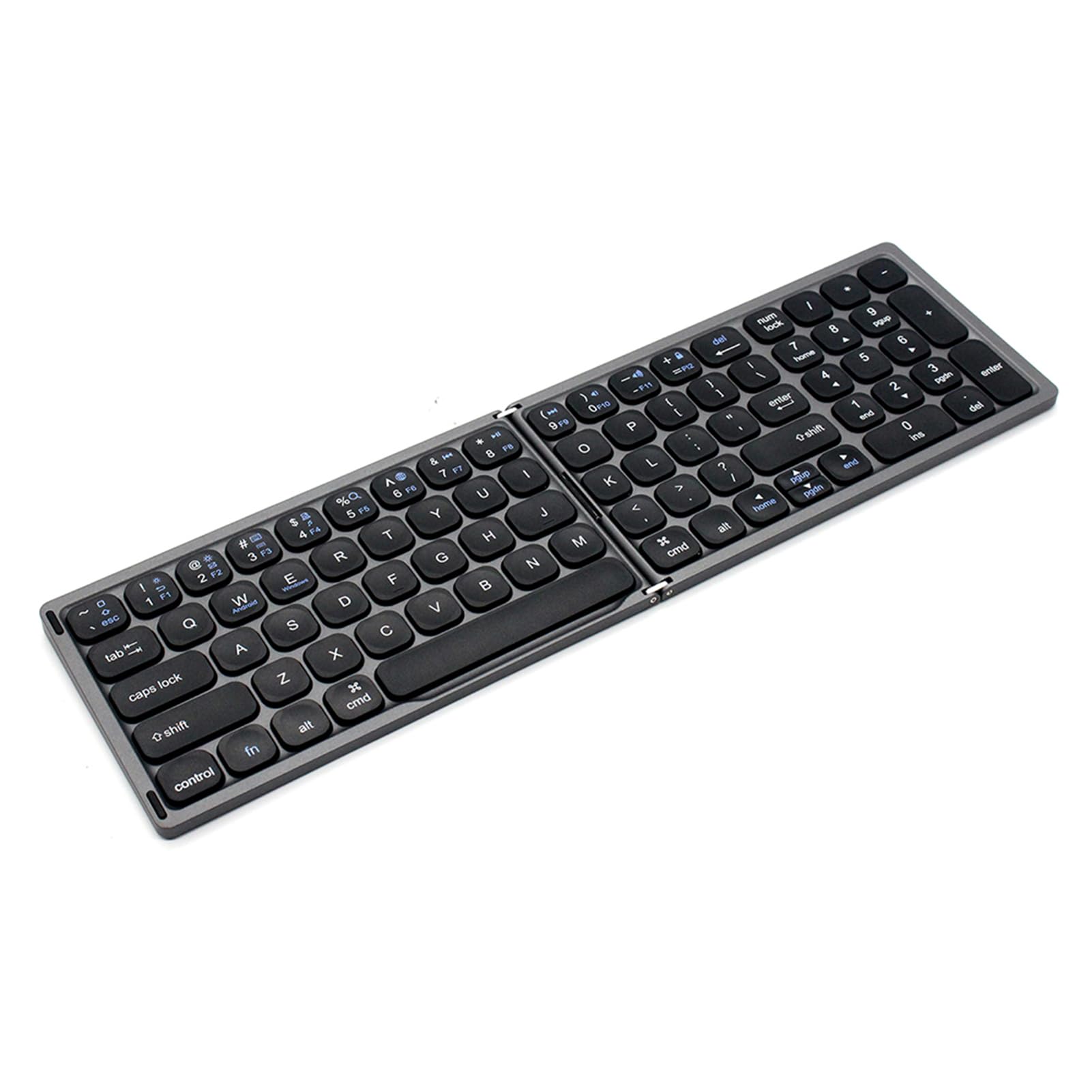 Tastiera Wireless Pieghevole, Tastiera BT con Tastierino Numerico, /iOS/, Grigia, Ultrasottile, Ricaricabile, Portatile per Viaggi in Ufficio, Tastiera Wireless