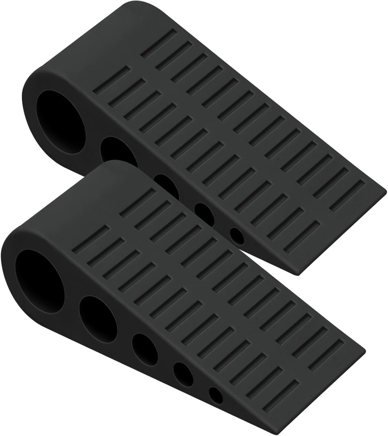 Door Stoppers Heavy Duty, 1.9 Inches Rubber Door Stop, Large Door Wedge Stopper, Door Stoppers for Bottom of Door, Suitable for Home Office School (2 Pack, Black)
