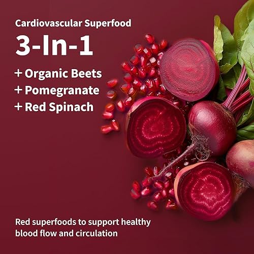 Miniatura 2 de Snap Supplements Remolacha cardíaca, polvo de raíz de remolacha orgánica del USDA, superalimento cardiovascular 3 en 1, suplementos de circulación