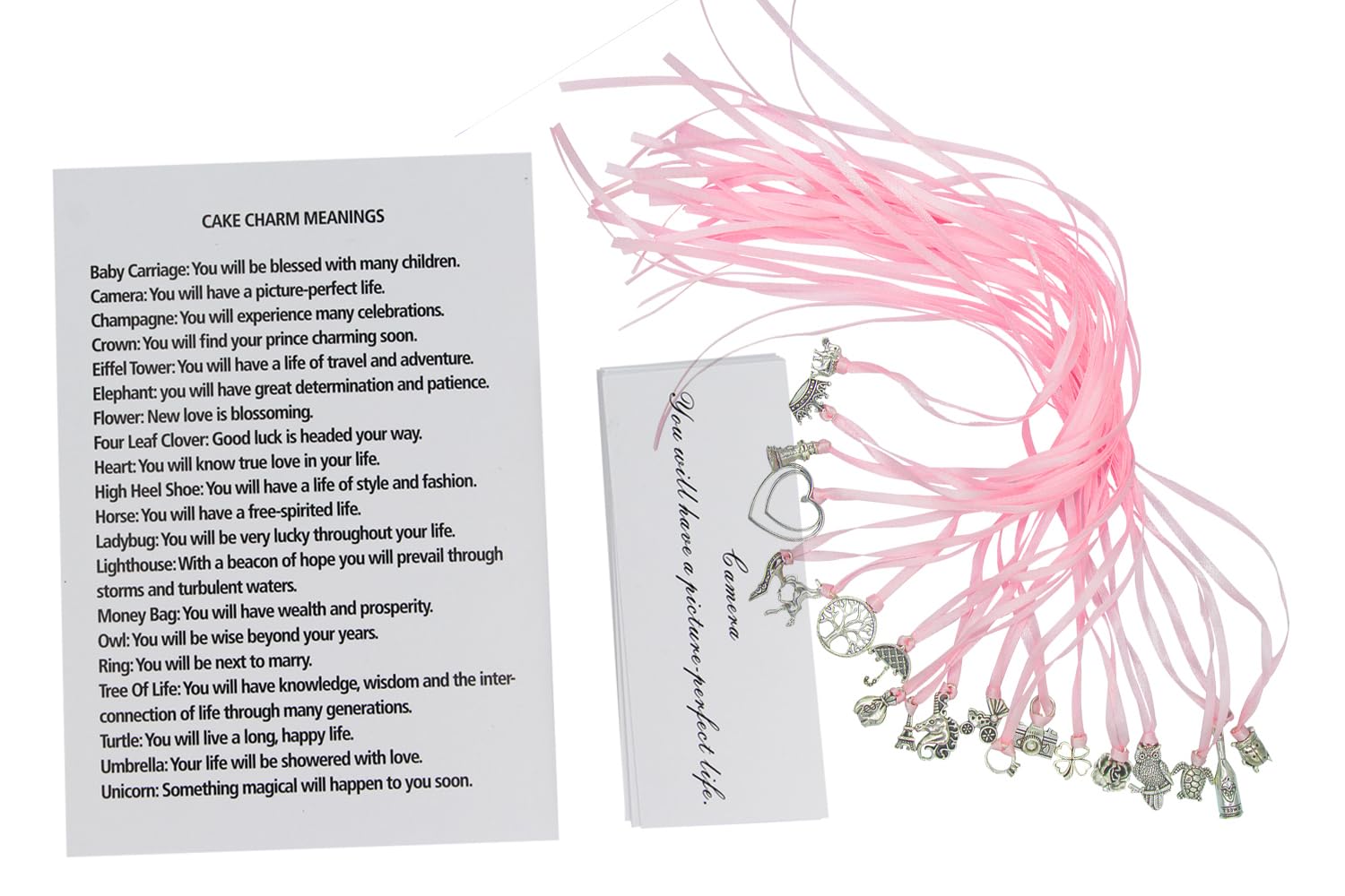 MEYAGO 20 PCS Traditional Style Cake Pulls on Ribbon Decorations for Wedding Cake set Wedding Cake Decorations,Cake Pull decorations