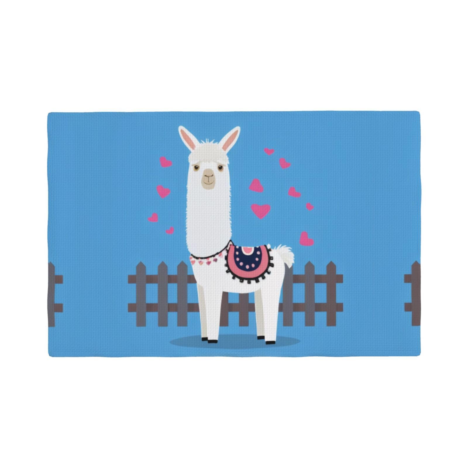 Cute Alpacas Imitation Linen Placemat – Elegant Double-Sided Printed Table Mat for Home, Dining, Weddings