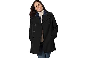 Women's Plus Size Long Sleeve Double-Breasted Peacoat