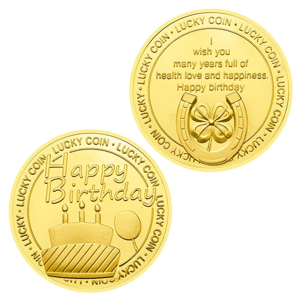 NIUBB Happy Birthday Lucky Coin Creative Gift Collectible Gold Plated Souvenir Coin Happy Birthday Collection Commemorative Coin Gift