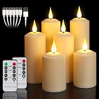yunsheng Tölthető LED Gyertyák Távirányítóval, Vízálló Flamingó Gyertyaszett 6 db, 6-8H Időzítő, Krém 1