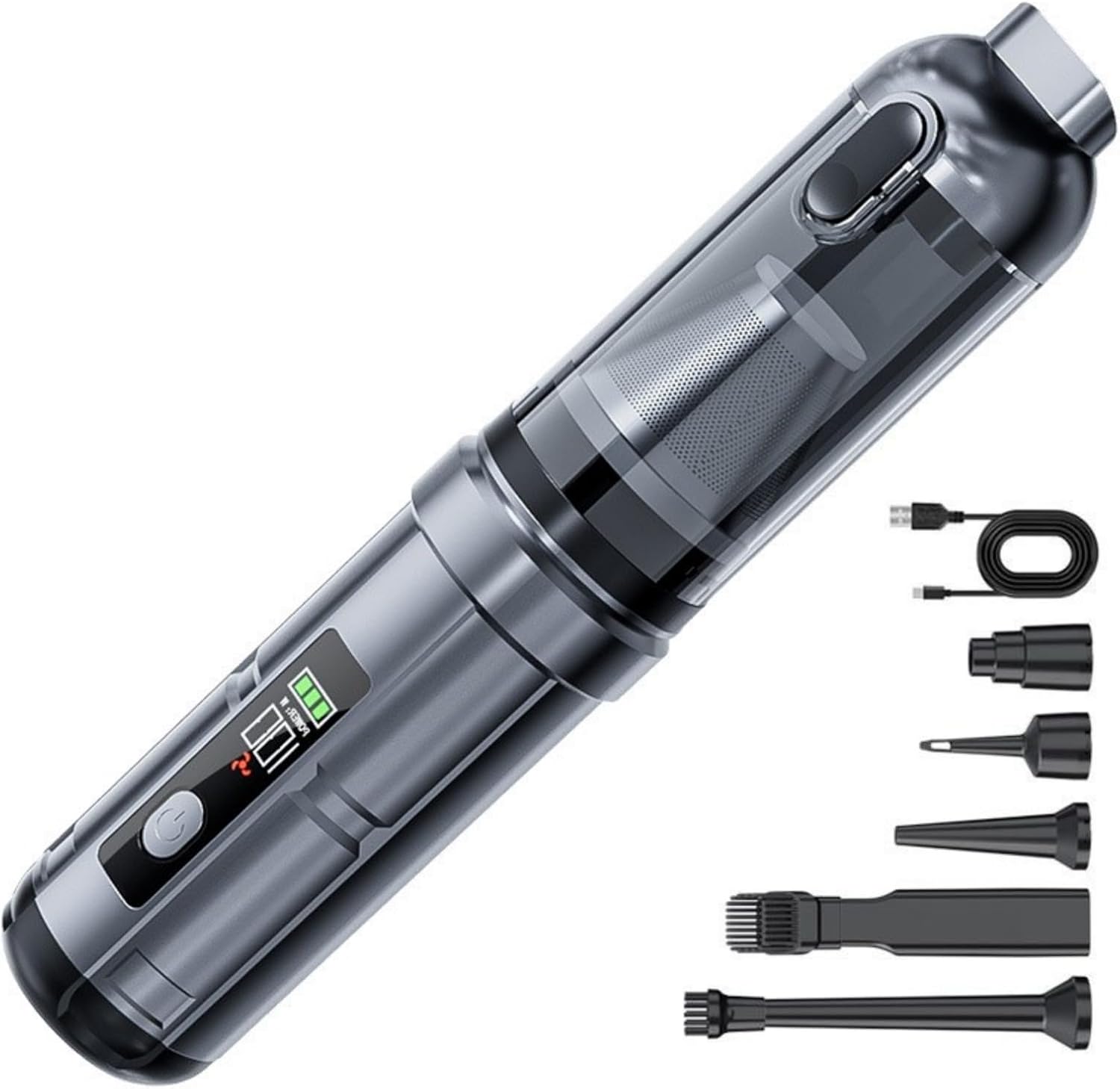 Handheld Compact Vehicle Collector with Air Blower 28CM Size ABS Housing Lightweight Auto Vacuum