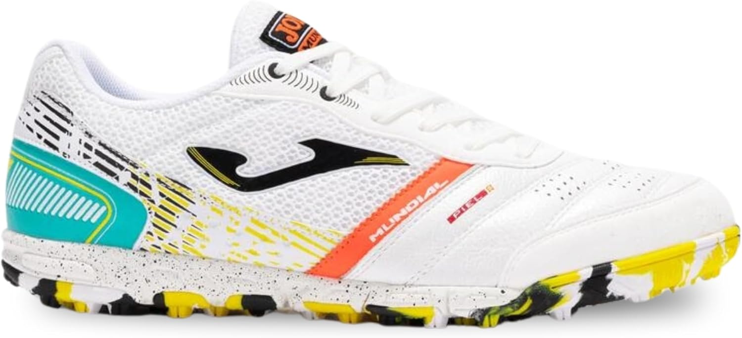 Joma Soccer Boots Turf, 6.5-12 US - Professional Cleats - Microfiber Upper, Chrome Sole, Heel Reinforcement - Mundial White - Image 2