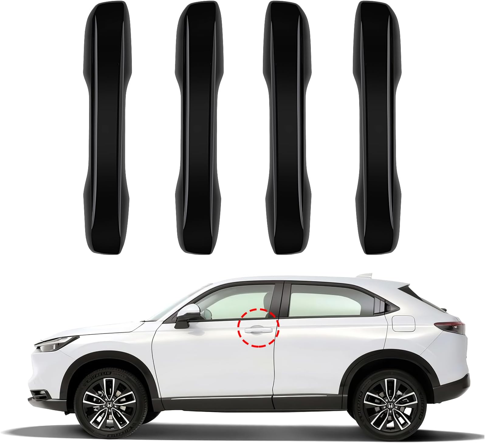 Tutor Auto Door Handle Covers for 11th Gen Civic Accessories - Compatible with 2022 2023 2024 11th Honda Civic, 2023-2024 Accord, CR-V, HR-V with Smart Auto Lock ABS Black Exterior Door Handle