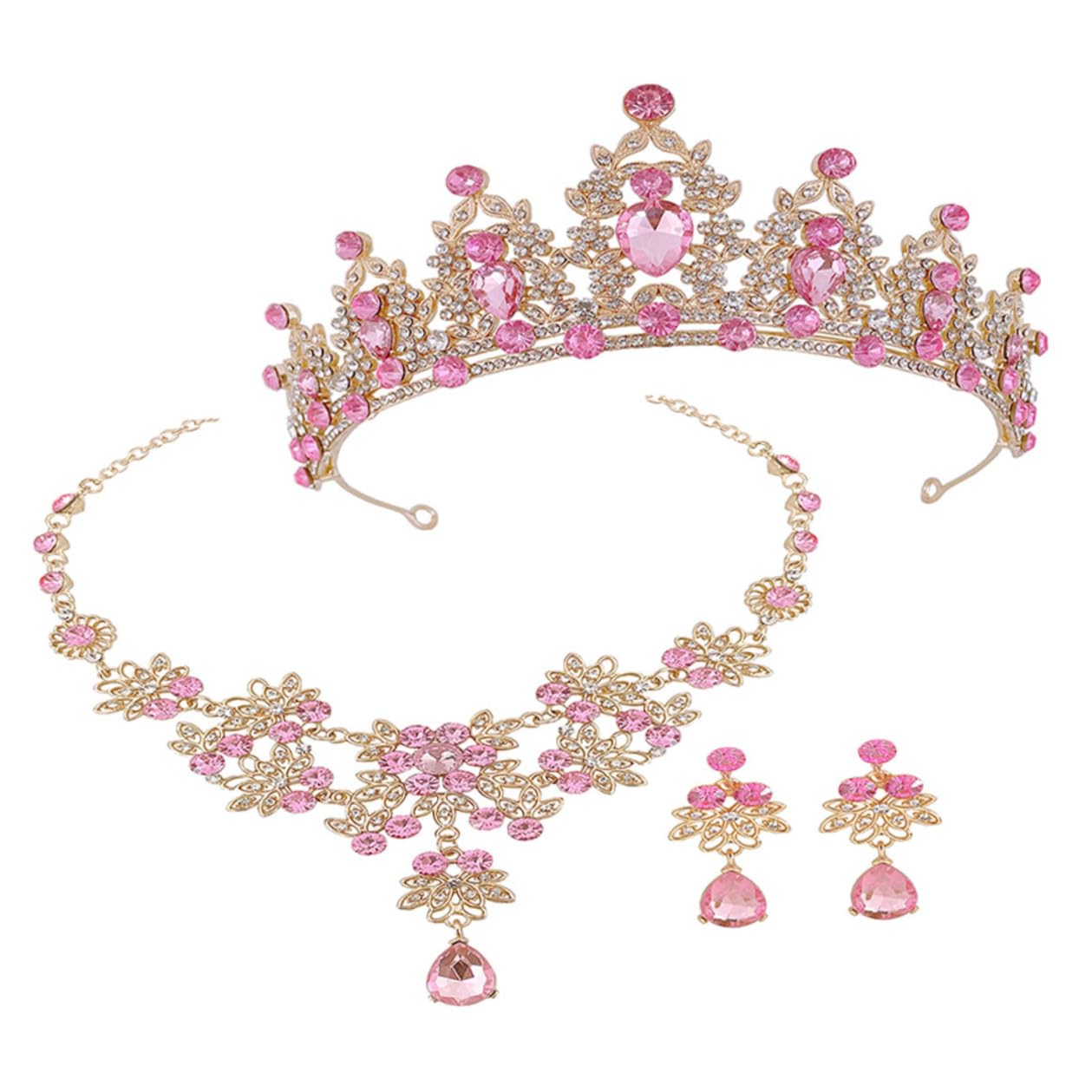 Tiara y rhinestone dorados para compromisos que soluciona tu look 8
