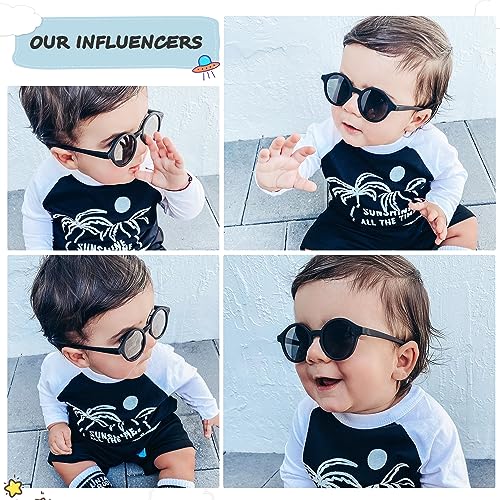 SOJOS Baby Polarized Sunglasses with Strap Round UV400 Protection Toddler Girls Boys Age 0-24 Months SK5613A4