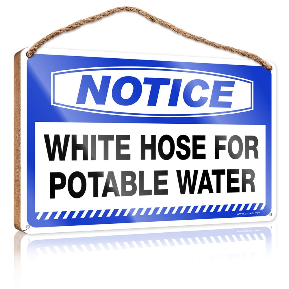 DTHA Farmhouse Bathroom Sign Notice White Hose For Potable Water Wooden Sign Front Sign Fall Outdoor Decor(23X35CM)
