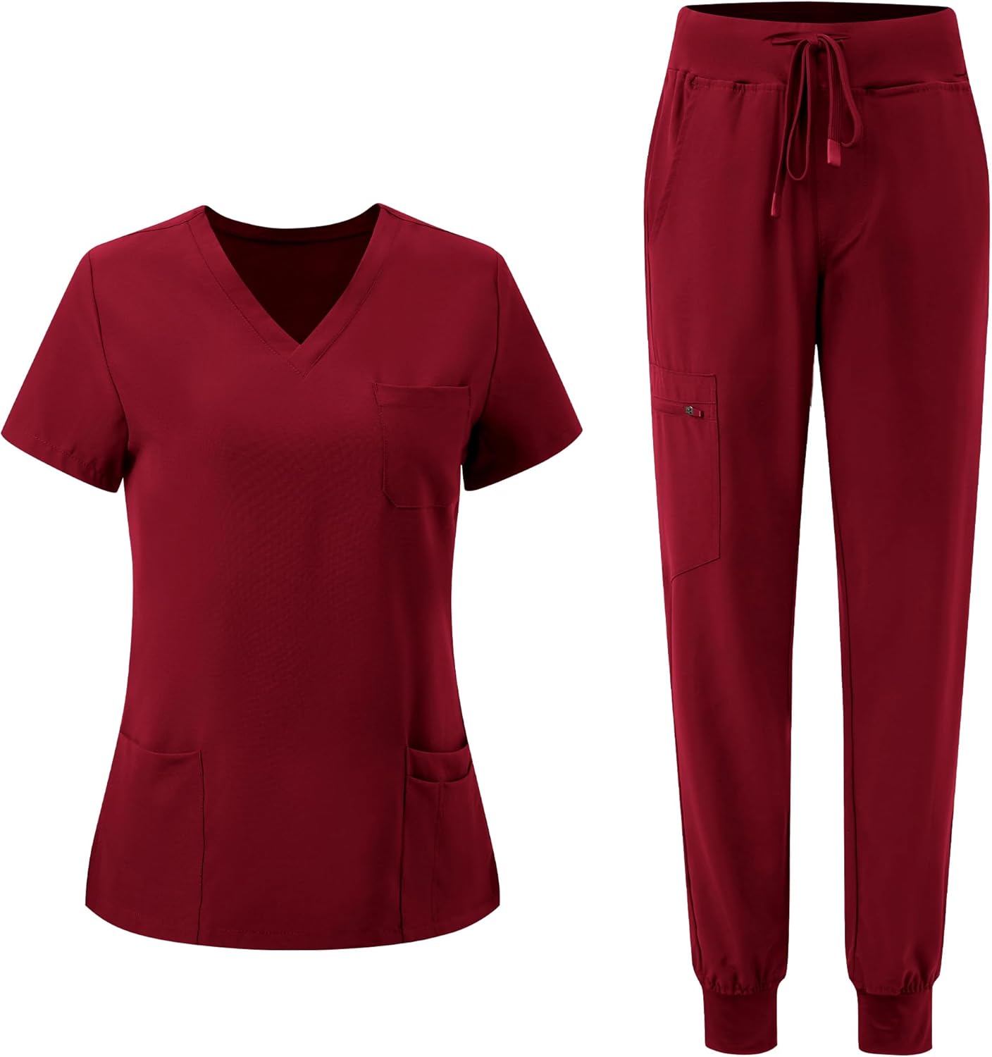 Scrubs for Women, V-Neck Scrubs Top & Cargo Pants with 10 Pockets