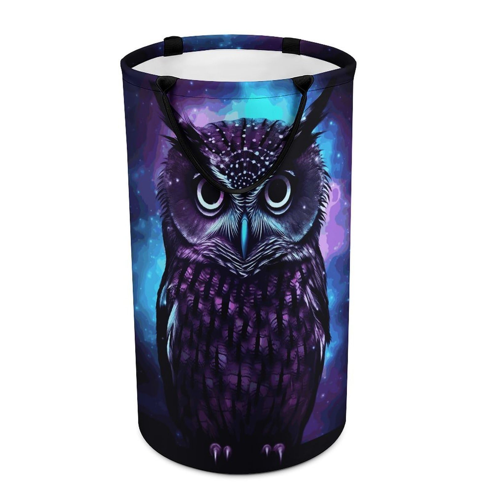 Cesta de ropa sucia de búho morado. Bolsa grande para ropa sucia. Cesta de almacenamiento para asas de fácil transporte. Cesta grande para ropa con asas, cubo de almacenamiento de ropa, organizador de