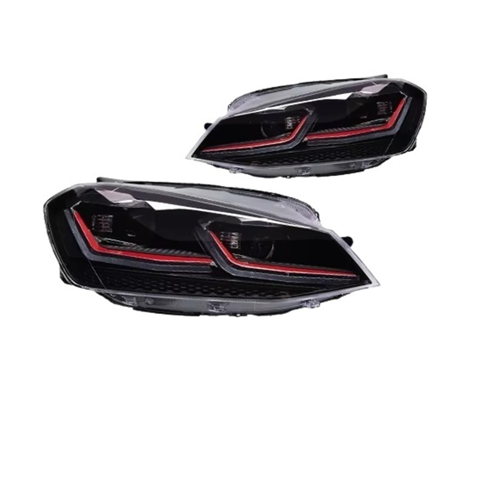Faro Anteriore Gruppo Anteriore Fari A LED Faro Car Styling DRL Segnale Lente Del Proiettore Per VW Golf 7 MK7 Per Gti 2013 2014 2015 2016 2017 Set Di Fari(RHD,Red)