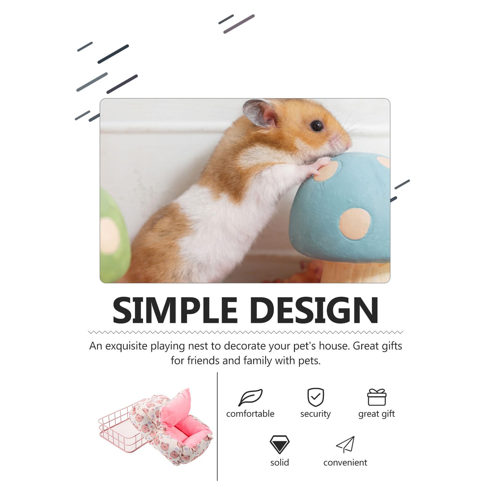 SHINEOFI Eisen Hamsternest Schlafplatz mit Baumwollwolle Bissfest und Strapazierfähig für Hamster Meerschweinchen Eichhörnchen und Kleine Kleintiere Haustierbett für Käfig und Innenhaltung