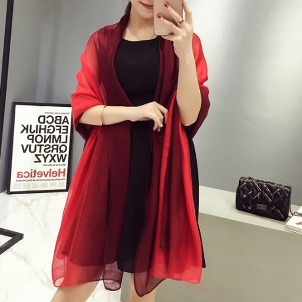 Cotton Silk Scarf Elegant Soft Wraps Color Shade Scarves for Women - Image 6