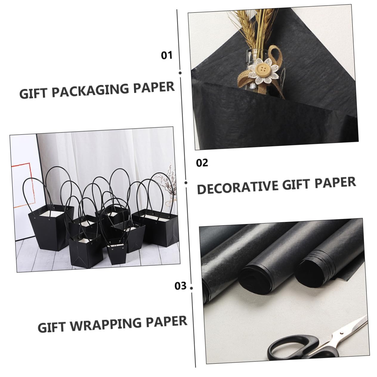 Operitacx Kraftpapierrolle Schwarz Für Blumensträuße Geschenkpapierrolle Aus Hochwertigem Papier Blumenverpackungspapier Dekorativ