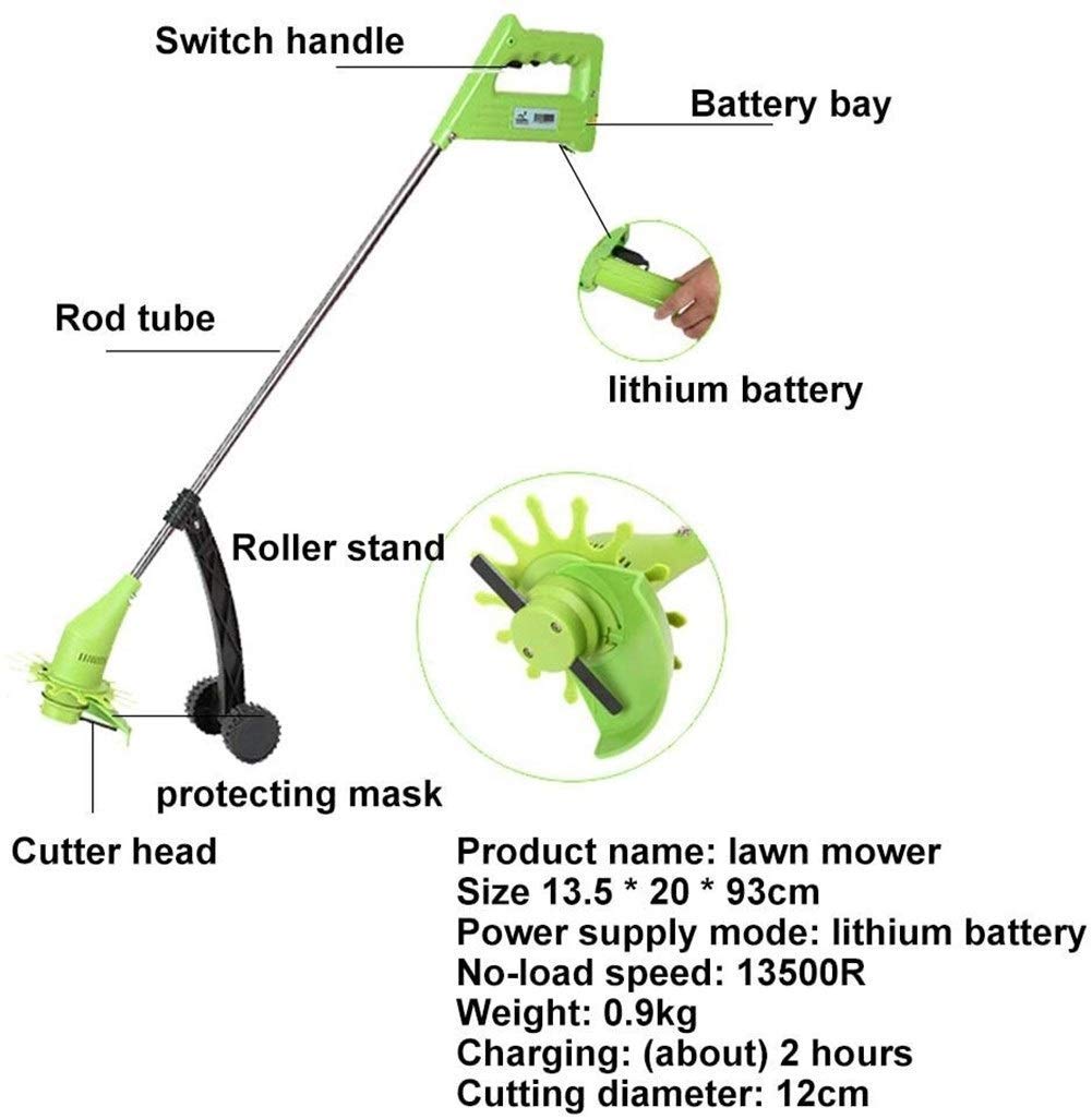 Tosaerba rotanti Tagliaerba a Batteria con Batteria da 20 Ah Tagliaerba Elettrico per Uso Domestico con Ruota ausiliaria Tosaerba Leggero