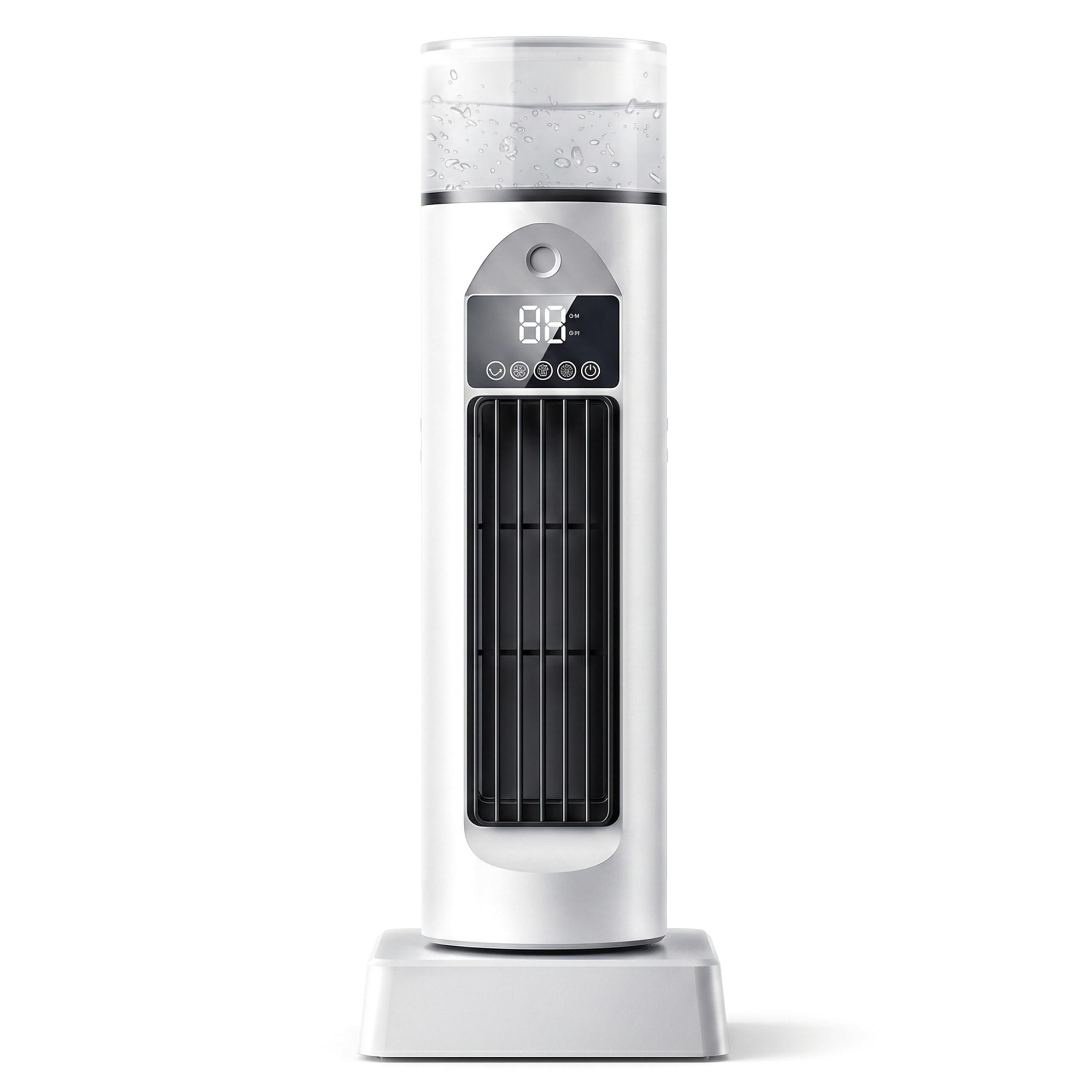 Goutdori White Cooling Tower Fan 13.6X4.7in, 6 Speed Bladeless Oscillating Fan With Humidifier 6H Timer For Home Office Dorm