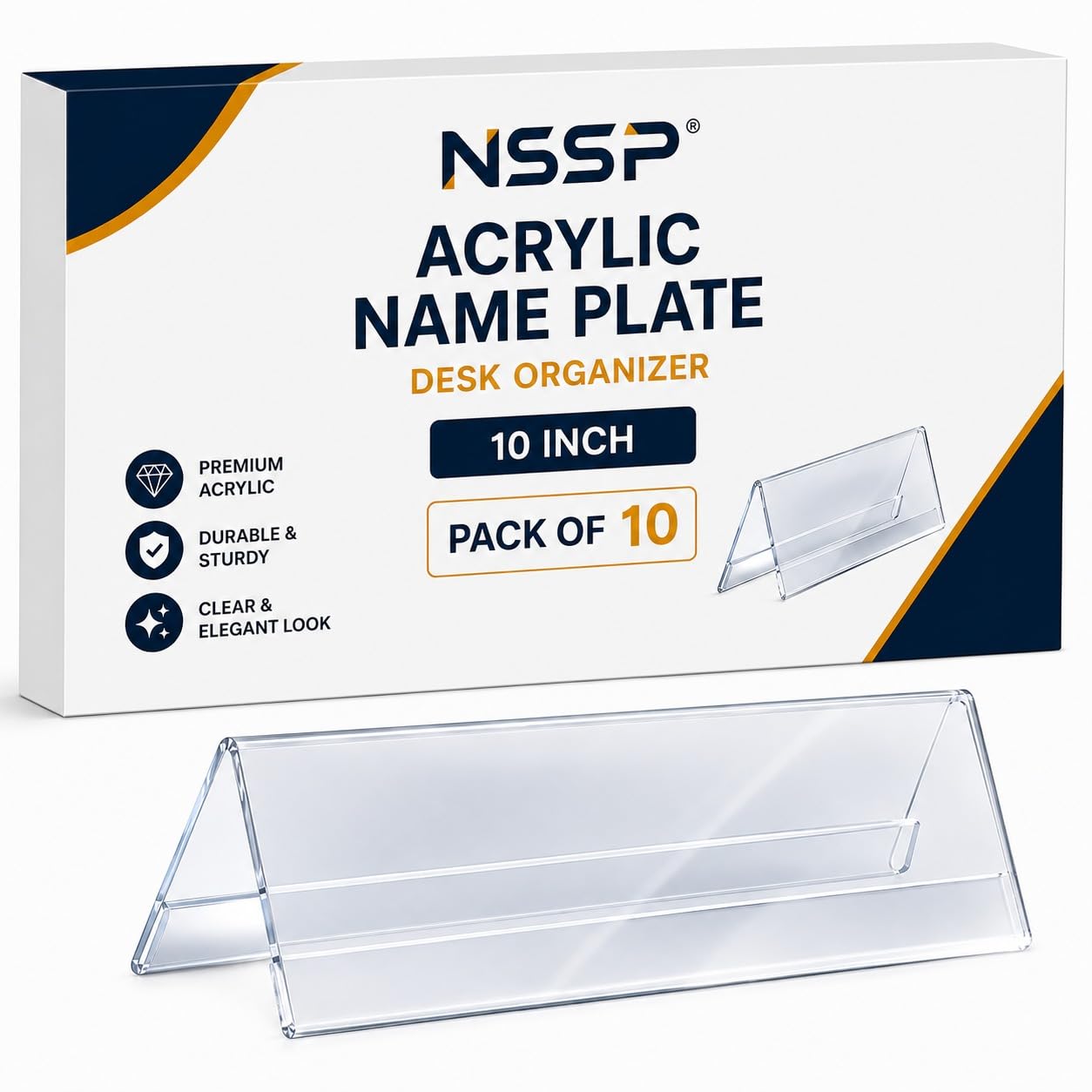 Acrylic Table Desk Name Plate | 10 Inch (Pack of 5, Clear Acrylic) | Elegant & Durable Design | Suiable for Home, Office, Restaurant & Reception — Amazon image 10