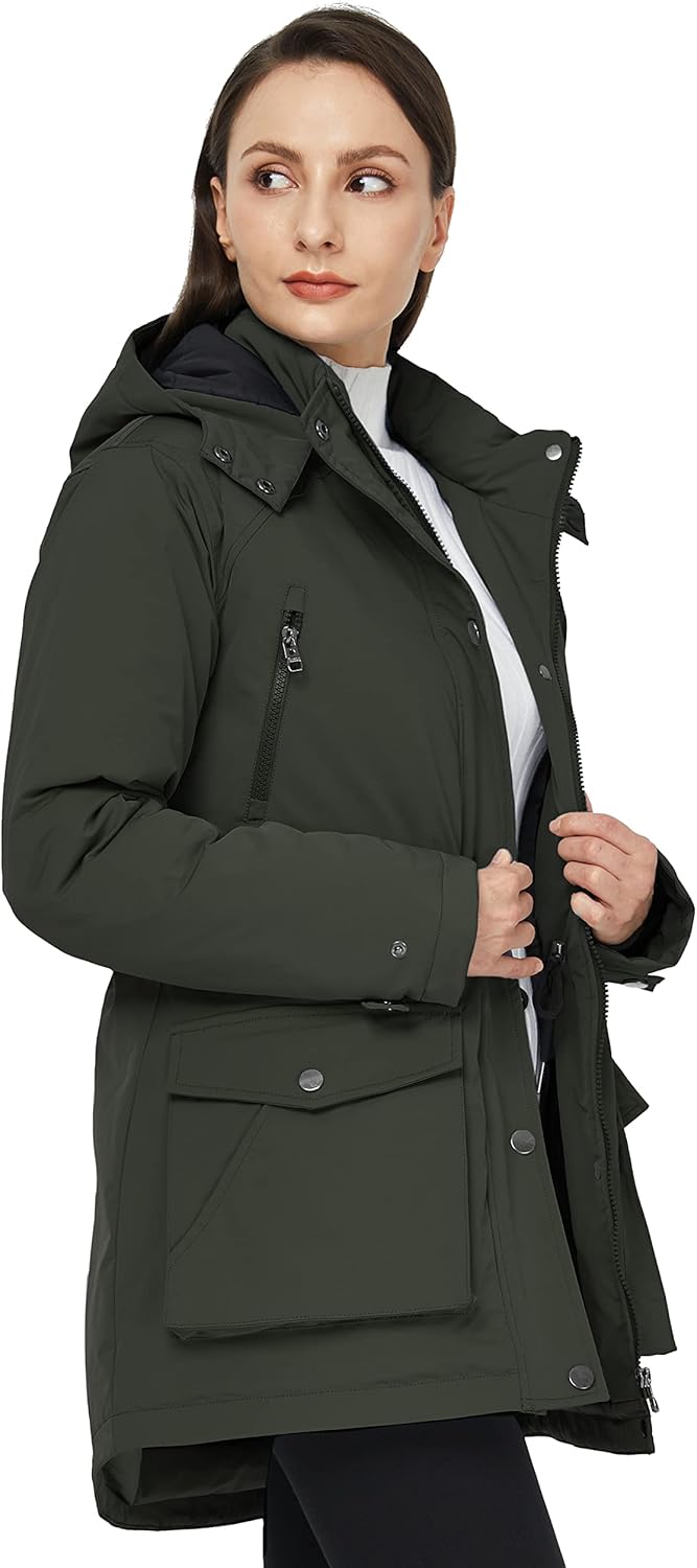 Wenven Women's Waterproof Winter Coats Warm Thicken Puffer Jackets with Detachable Hood - Image 4