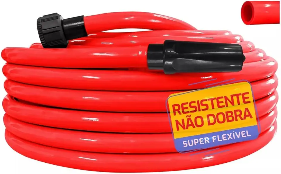Mangueira Jardim 1/2 X 2mm Quintal 30 Metros Super Flexível Cor Laranja Resistente para maquina de alta pressão uso domestico Não dobra e não amassa