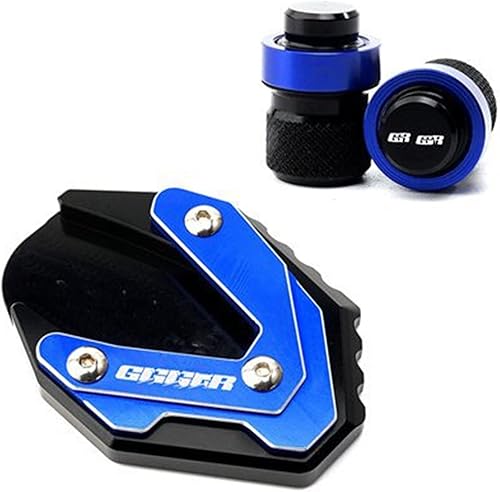 RSFIL Motorcycle Kickstand Side Stand Enlarge Pad and Tire Valve Air Caps for Suzuki for GIXXER 250 SF for GIXXER 150 125 SF250 (Color A Blue)