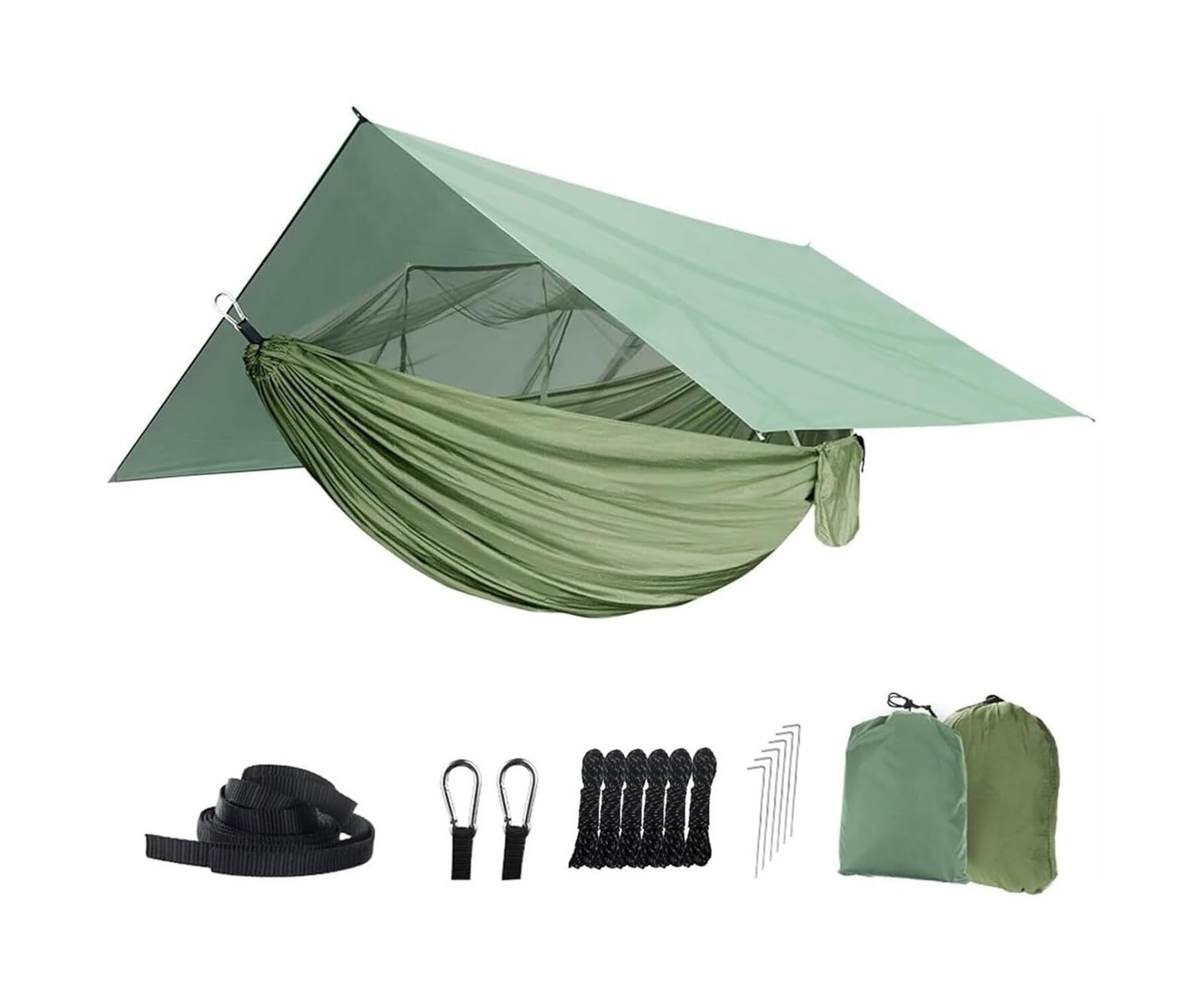 Hamac de Camping Portable avec bâche Anti-Pluie et Filet 260x140 cm(E)