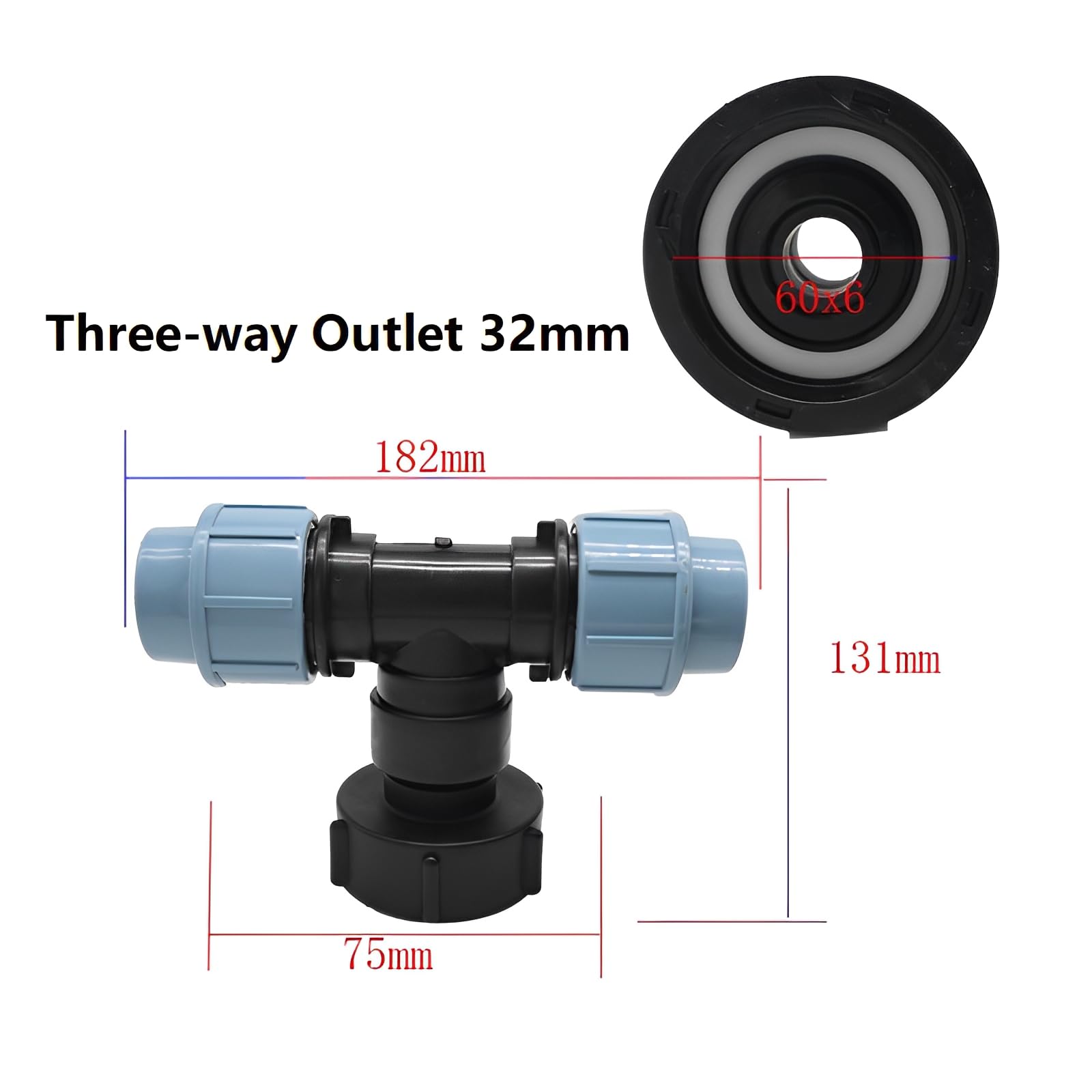 MiJunHD IBC Water Tank Pipe Three-way Outlet 32mm Joints Garden Water Connectors Tank Adapter For Tank Elbow Outlet Watering Irrigation Adapter Tool - Image 2