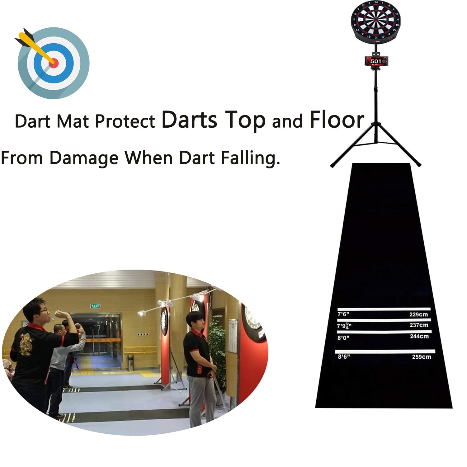 Youyijia Darts Mat With 4 Throwing Distances Oche Dart Board Mat Non - View #5