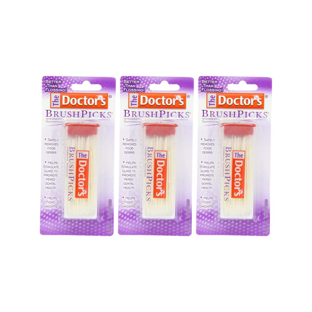 The Doctor's BrushPicks Interdental Toothpicks, 120 count. (Pack of 3)