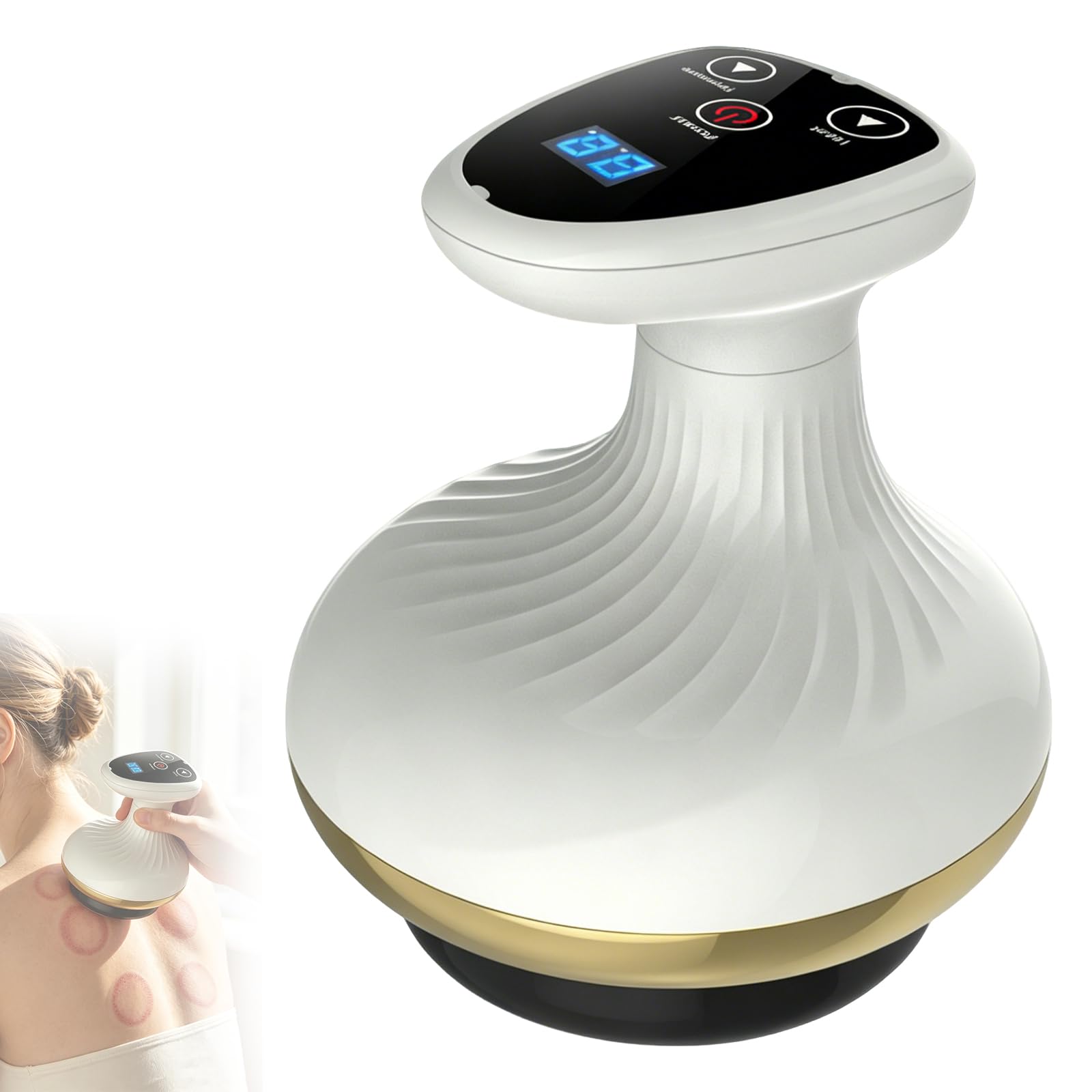 Masaje 4 en 1 masajeador contra celulitis, vacío y Gua Sha eléctrico, 9 niveles de calor, 9 niveles de succión, piel más firme y mejor circulación sanguínea, masaje profundo con calor, para uso en - 2